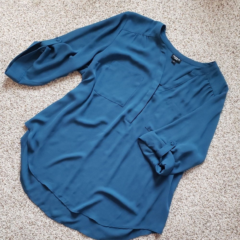 Torrid Harper Teal Blouse - image 1
